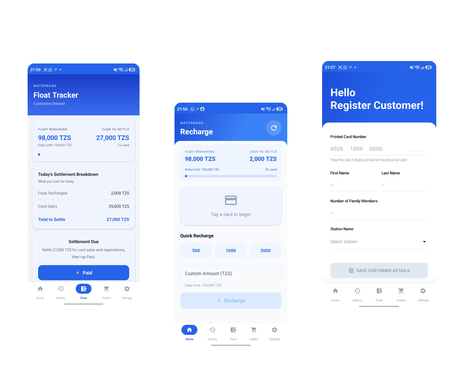 WaterBank Mobile Agent App